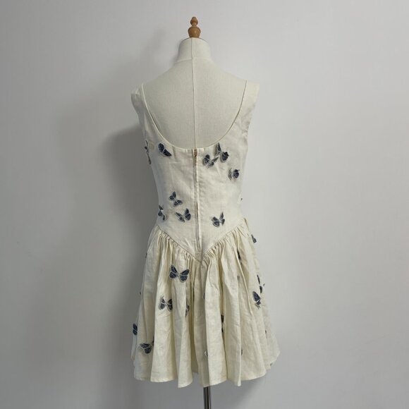 AGUA BY AGUA BENDITA Pluma Lymanopoda appliquéd gathered linen mini dress - Picture 5 of 13